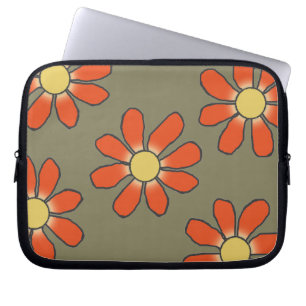 Graphical Orange Yellow Flowers on any Colour Laptop Sleeve