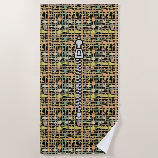 Graphical Rattan with Zip Locker Beach Towel (Front)