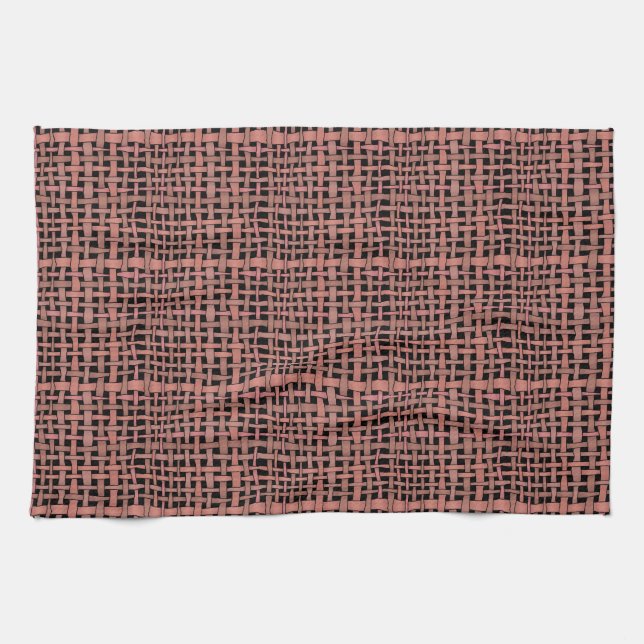 Graphical Realistic Woven Peach Burlap Tea Towel (Horizontal)