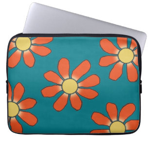 Graphical Red Yellow Flowers on any Colour Laptop Sleeve
