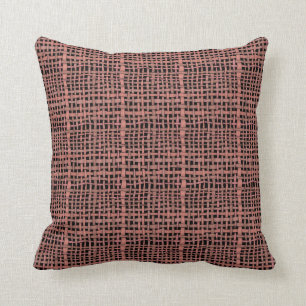 Graphical Rustic Realistic Woven Peach Burlap Cushion
