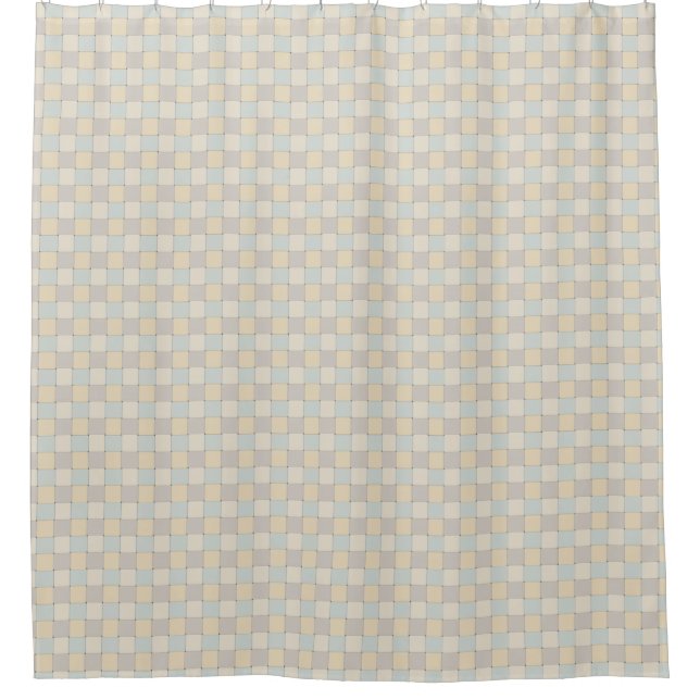 Graphical Woven Chequered Soft Tones Shower Curtain (Front)