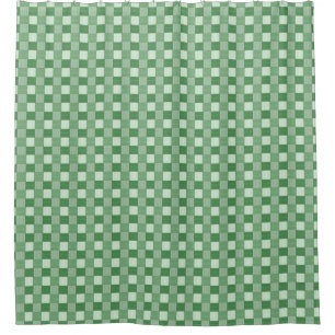 Graphical Woven Chequered Spring Green Shower Curtain
