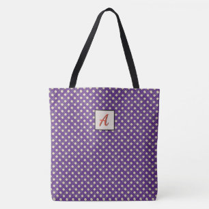 Graphical Woven Purple on Custom Colour Monogram Tote Bag