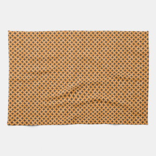 Graphical Woven Rattan Yellow on Custom Brown Tea Towel