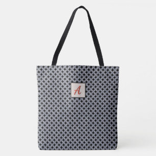 Graphical Woven Silver on Custom Colour Monogram Tote Bag