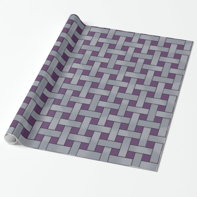 Graphical Woven Silver on Custom Purple Colour Wrapping Paper (Unrolled)