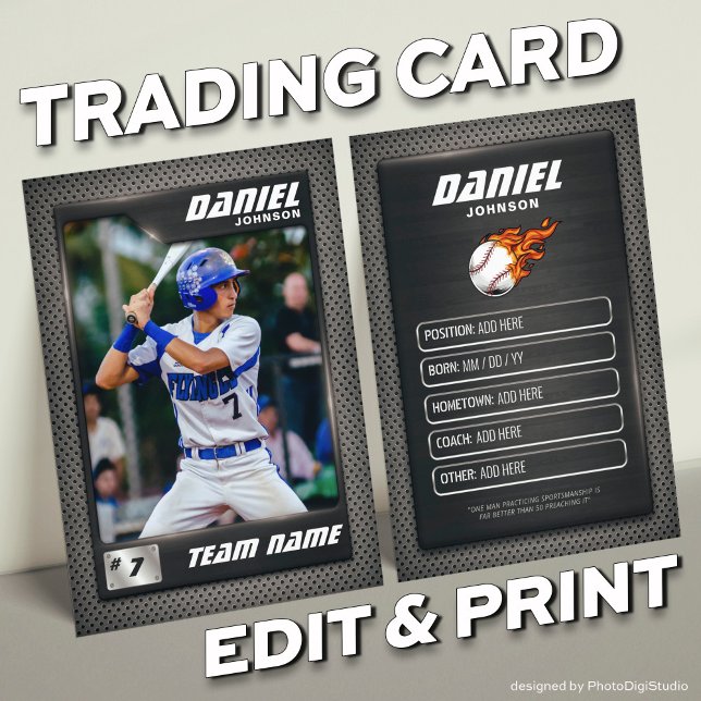 Graphite Baseball Trading Card, Baseball Player  Calling Card (Creator Uploaded)