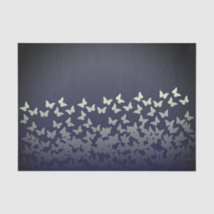 Graphite dark blue steel colour butterflies patter tissue paper