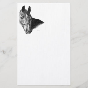 Graphite Horse Head Stationery