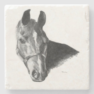Graphite Horse Head Stone Coaster