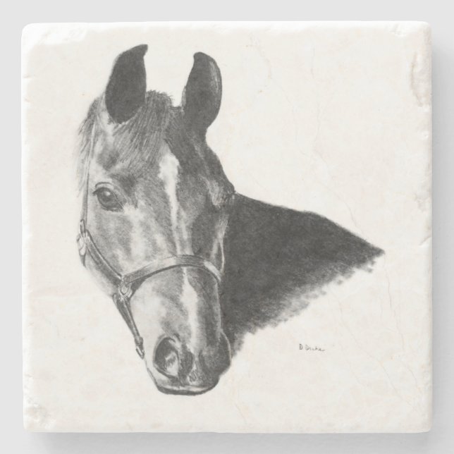 Graphite Horse Head Stone Coaster (Front)