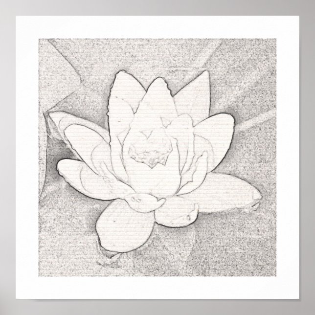 GRAPHITE LOTUS FLOWER ART POSTER (Front)