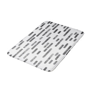 Graphite on White Inky Rounded Lines Pattern Bath Mat