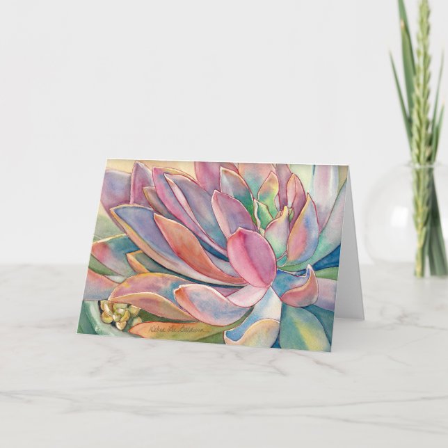 Graptoveria watercolor by Debra Lee Baldwin Card (Front)