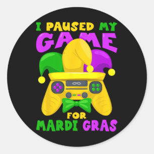 Gras Outfit For Men Kids Mardi Gras Gamer Video Ga Classic Round Sticker