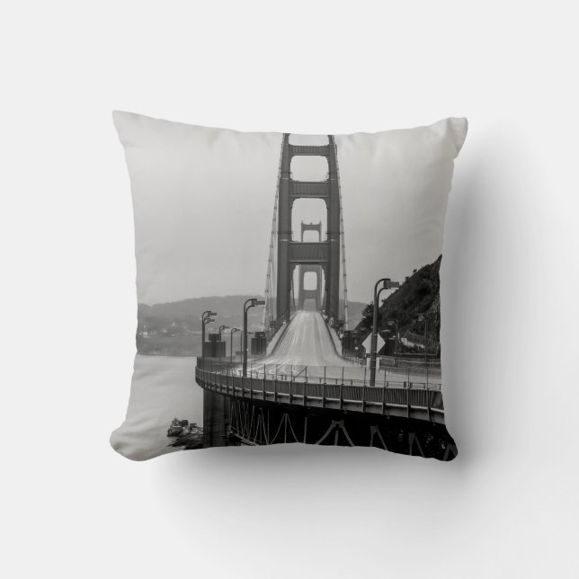 GRASCALE PHOTOGRAPHY OF CABLE BRIDGE CUSHION (Front)