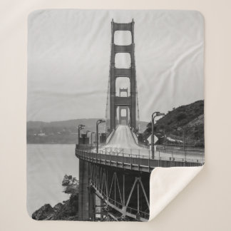 GRASCALE PHOTOGRAPHY OF CABLE BRIDGE SHERPA BLANKET