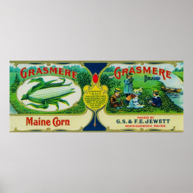 Grasmere Corn LabelNorridgewock, ME Poster (Front)