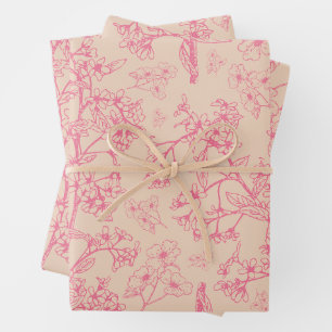 Grasmere Garden Vintage Modern Botanical Pattern Wrapping Paper Sheet