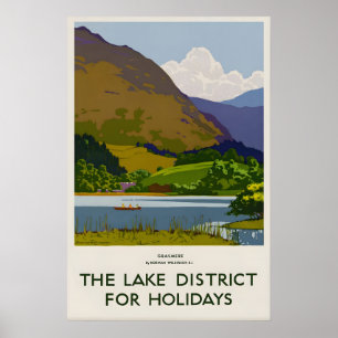 Grasmere Lake District Vintage Travel Poster Print
