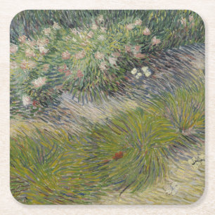 Grass and Butterflies by Vincent Van Gogh Square Paper Coaster