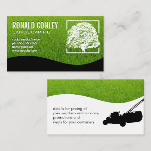 Grass Background Tree Logo Business Card