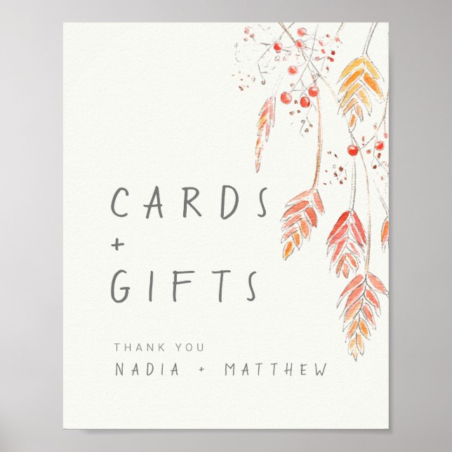 Grass berries fall wedding cards and gifts sign (Front)