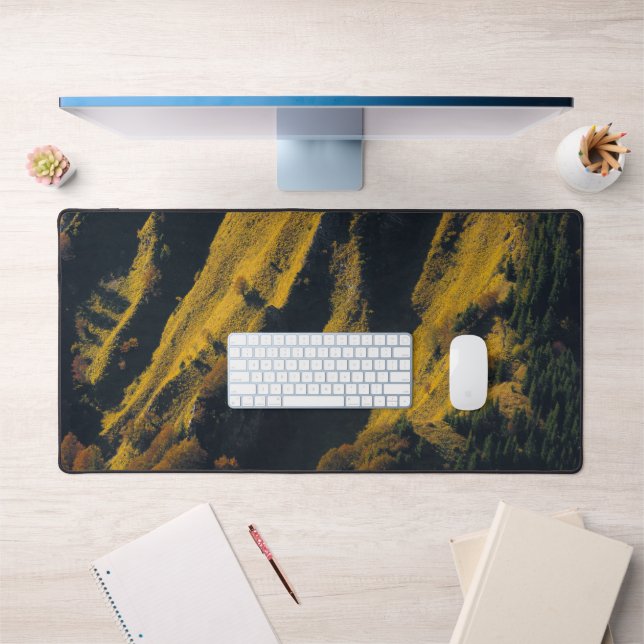 Grass covered mountain in autumn desk mat (Office 1)