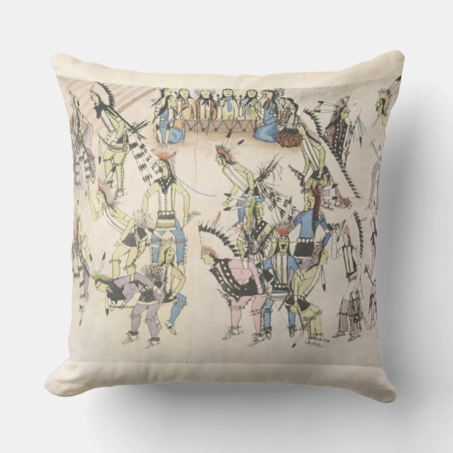 Grass dance (ink on paper) cushion (Front)