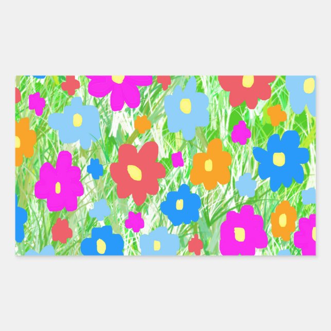 Grass FlowerPower Rectangular Sticker (Front)