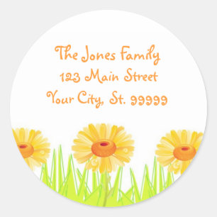 Grass & Flowers Classic Round Sticker