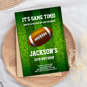 Grass Football Birthday Invitations