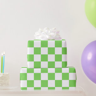 Grass green checkered  wrapping paper