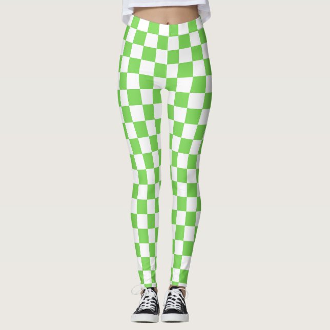 Grass green chequered  leggings (Front)