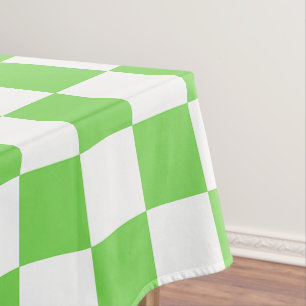 Grass green chequered  tablecloth