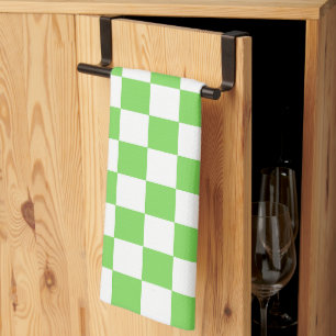 Grass green chequered  tea towel
