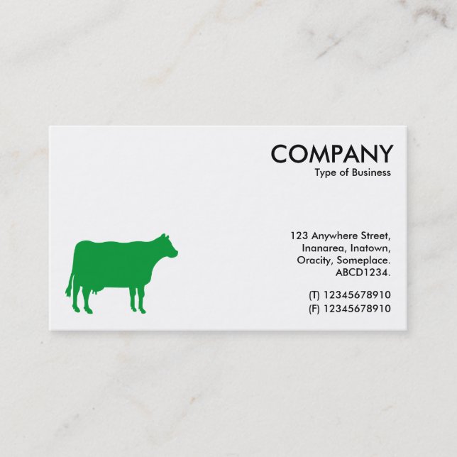 Grass Green Cow Symbol - White Business Card (Front)
