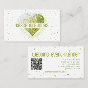 Grass Green Glitter Love Heart Shape White Chic Business Card