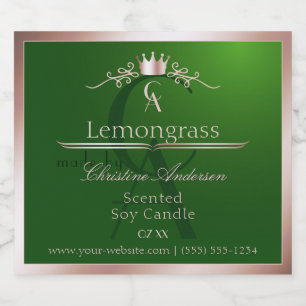 Grass Green Product Label Rose Gold Frame Monogram