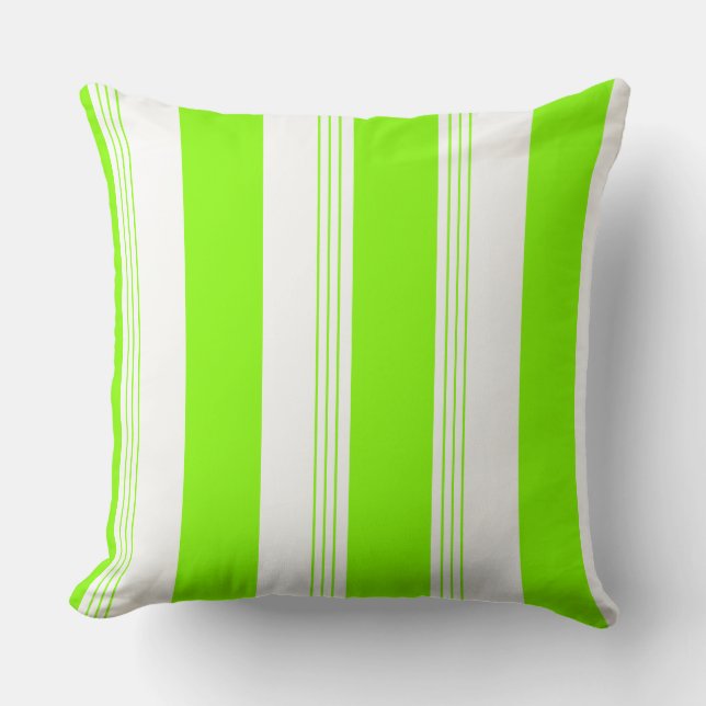 Grass Green Reversible Candy Stripe & Solid Pillow (Front)