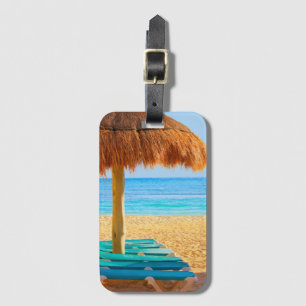 Grass Hut & Loungers On Beach Luggage Tag