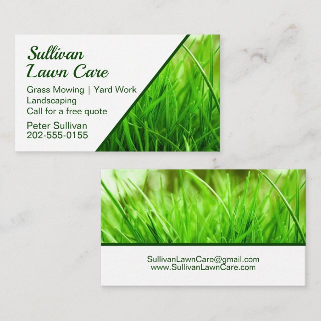 Grass Lawn Care Mowing Business Card (Front/Back)