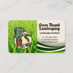 Grass   Lawn Mower   Landscaping Gardener Business Card
