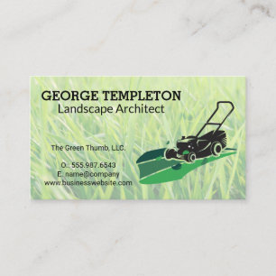 Grass   Lawn Mower   Landscaping Industry Business Card