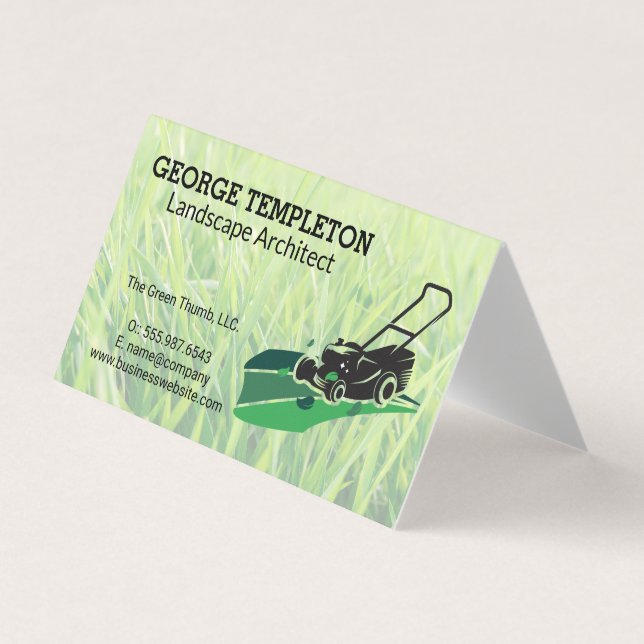 Grass | Lawn Mower | Landscaping Industry Business Card (Front)
