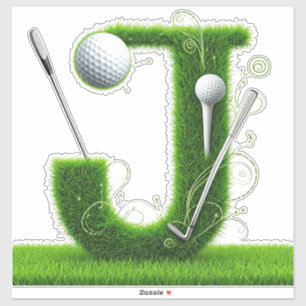 Grass Letter Golf Theme With Balls And Clubs