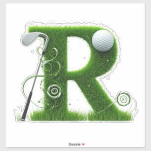 Grass Letter Golf Theme With Balls And Clubs