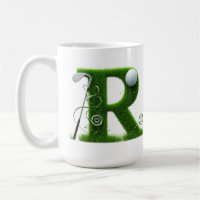 Grass Letter Golf Theme With Balls And Clubs