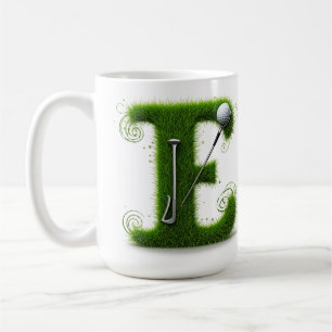 Grass Letter Golf Theme With Balls And Clubs Coffee Mug